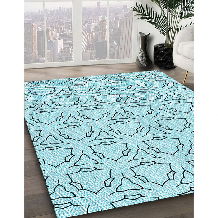 Machine Washable Transitional Electric Blue Rug in a Family Room, wshpat1081lblu