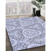 Patterned Lavender Blue Rug in Family Room, pat1082blu
