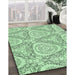 Machine Washable Transitional Mint Green Rug in a Family Room, wshpat1082grn