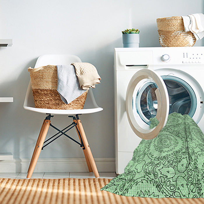 Machine Washable Transitional Mint Green Rug in a Washing Machine, wshpat1082grn
