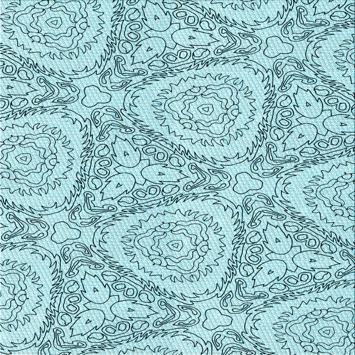 Round Patterned Deep-Sea Green Rug, pat1082lblu