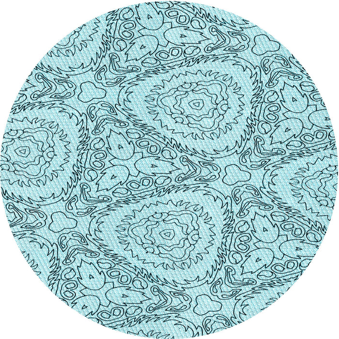 Square Patterned Deep-Sea Green Rug, pat1082lblu