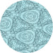 Square Patterned Deep-Sea Green Rug, pat1082lblu