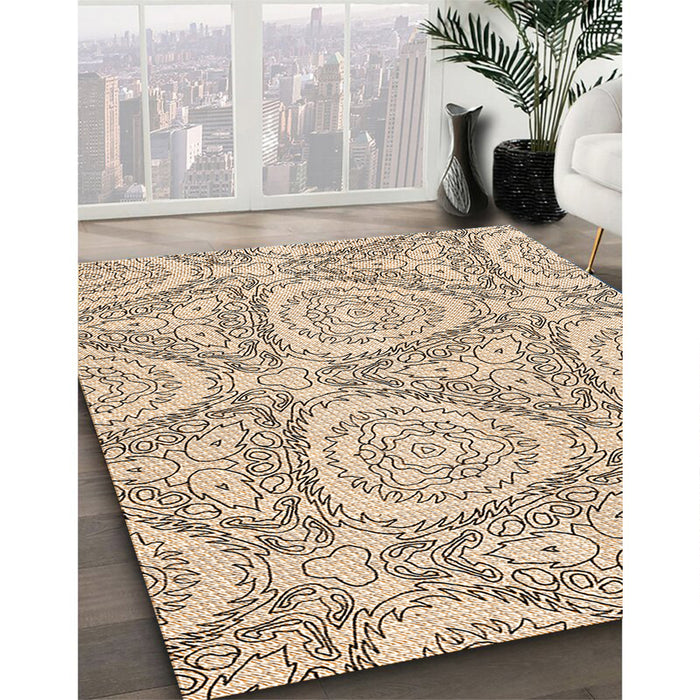Patterned Copper Brown Rug in Family Room, pat1082org
