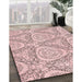 Patterned Pink Rug in Family Room, pat1082rd