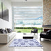 Square Patterned Lavender Blue Rug in a Living Room, pat1083blu