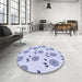 Round Patterned Lavender Blue Rug in a Office, pat1083blu