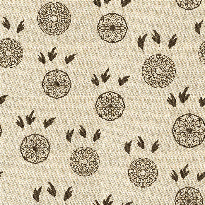 Round Machine Washable Transitional Moccasin Beige Rug, wshpat1083brn