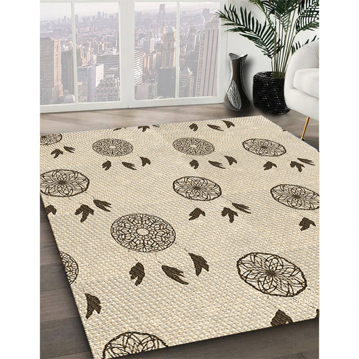 Machine Washable Transitional Moccasin Beige Rug in a Family Room, wshpat1083brn