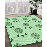 Patterned Mint Green Rug, pat1083grn