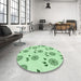 Round Patterned Mint Green Rug in a Office, pat1083grn