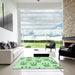 Square Patterned Mint Green Rug in a Living Room, pat1083grn