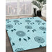 Patterned Electric Blue Rug in Family Room, pat1083lblu