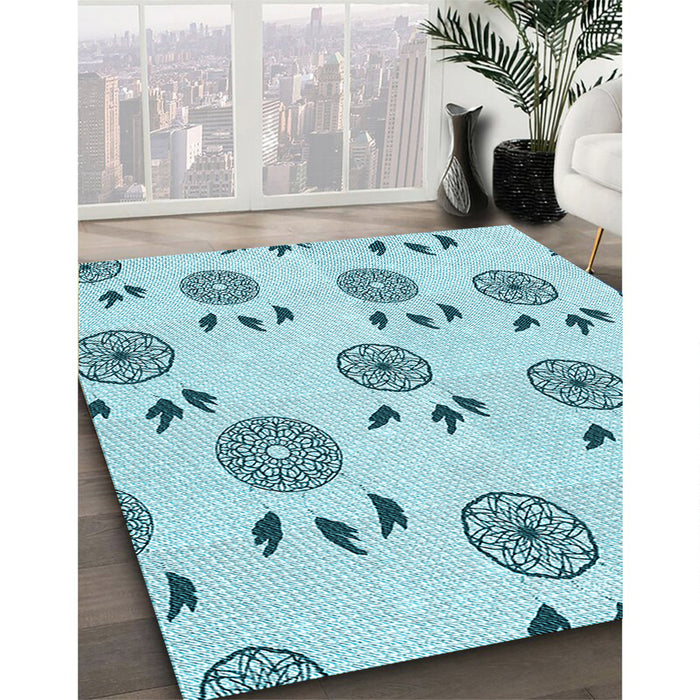 Machine Washable Transitional Electric Blue Rug in a Family Room, wshpat1083lblu