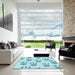 Square Patterned Electric Blue Rug in a Living Room, pat1083lblu