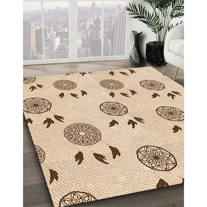 Patterned Bronze Brown Rug in Family Room, pat1083org