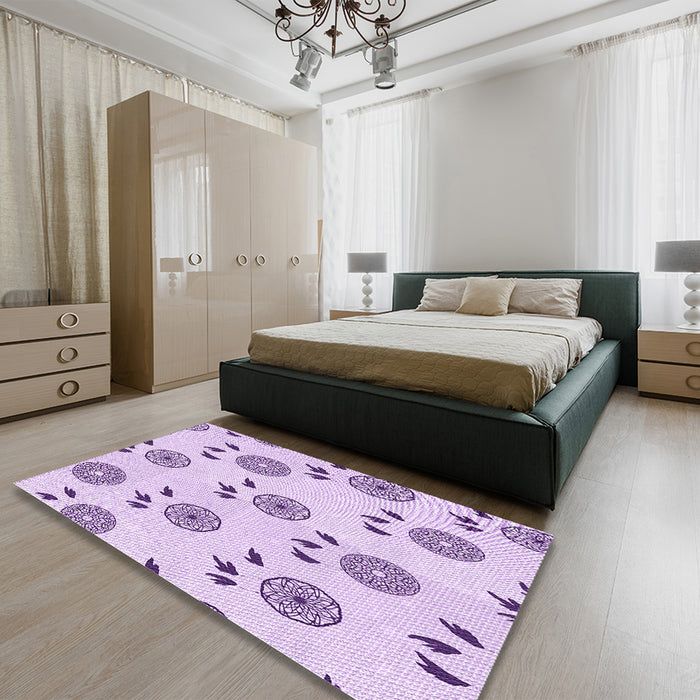 Patterned Purple Rug in a Bedroom, pat1083pur