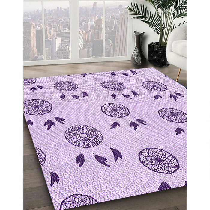 Patterned Purple Rug in Family Room, pat1083pur