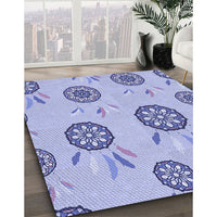 Patterned Medium Slate Blue Rug, pat1084blu