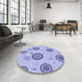 Round Patterned Medium Slate Blue Rug in a Office, pat1084blu