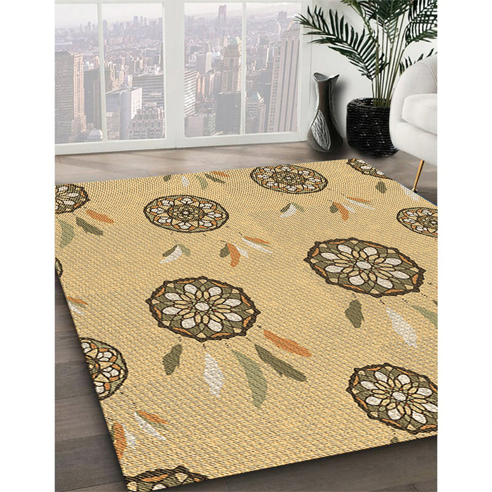 Patterned Cinnamon Brown Rug in Family Room, pat1084brn