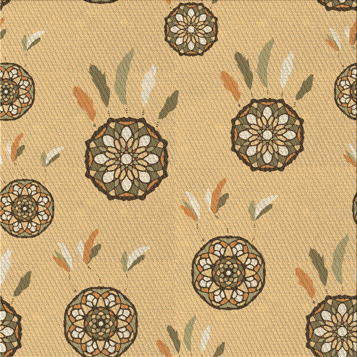 Round Patterned Cinnamon Brown Rug, pat1084brn