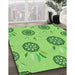 Patterned Emerald Green Rug in Family Room, pat1084grn