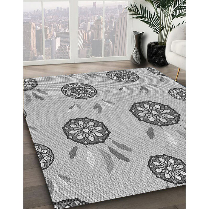 Patterned Gray Rug in Family Room, pat1084gry