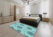 Patterned Seafoam Green Rug in a Bedroom, pat1084lblu