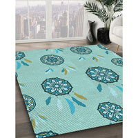 Patterned Seafoam Green Rug, pat1084lblu