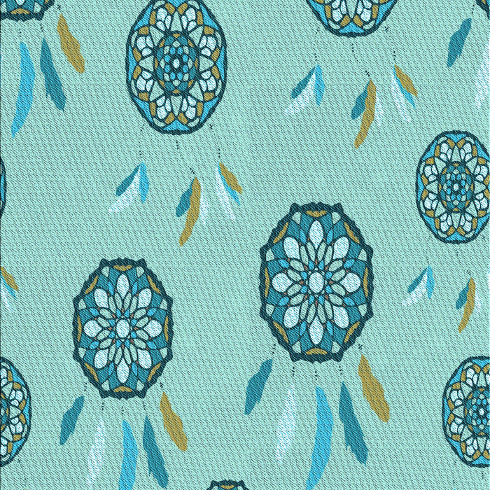 Patterned Seafoam Green Rug, pat1084lblu