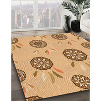 Patterned Chrome Gold Yellow Rug, pat1084org