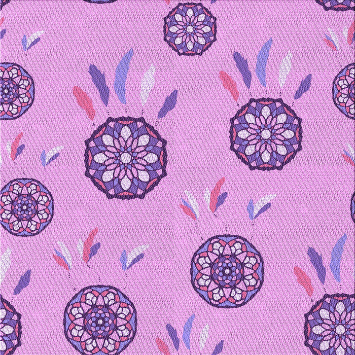 Round Patterned Pastel Purple Pink Rug, pat1084pur