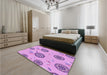 Patterned Pastel Purple Pink Rug in a Bedroom, pat1084pur