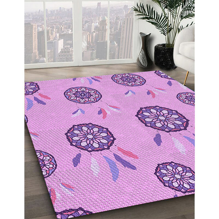 Machine Washable Transitional Pastel Purple Pink Rug in a Family Room, wshpat1084pur