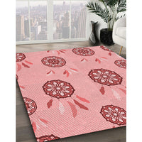 Patterned Pastel Pink Rug, pat1084rd