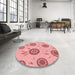 Round Patterned Pastel Pink Rug in a Office, pat1084rd