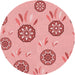 Square Patterned Pastel Pink Rug, pat1084rd