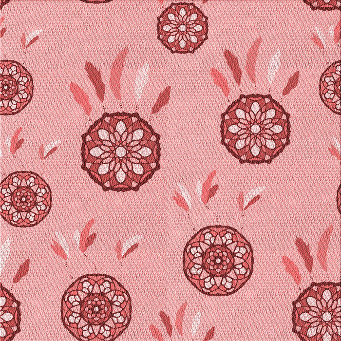 Round Machine Washable Transitional Pastel Pink Rug, wshpat1084rd