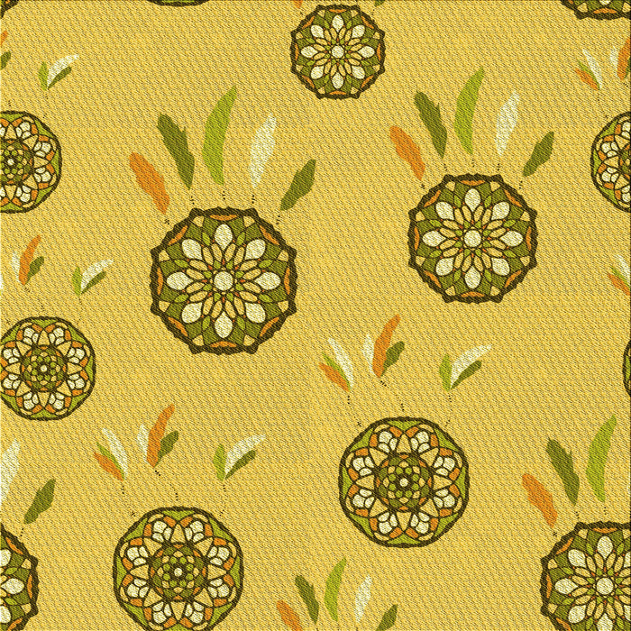 Round Patterned Yellow Rug, pat1084yw