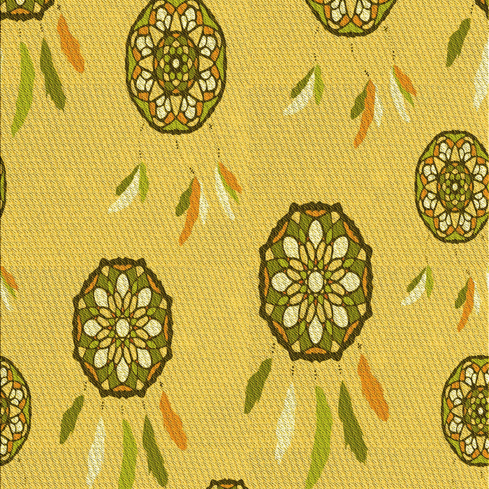 Machine Washable Transitional Yellow Rug, wshpat1084yw