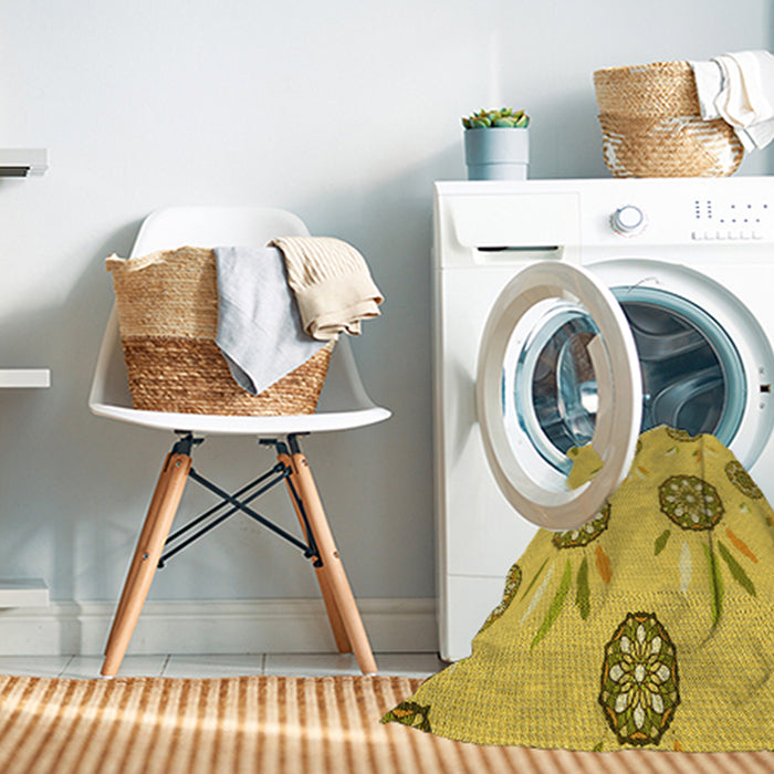Machine Washable Transitional Yellow Rug in a Washing Machine, wshpat1084yw