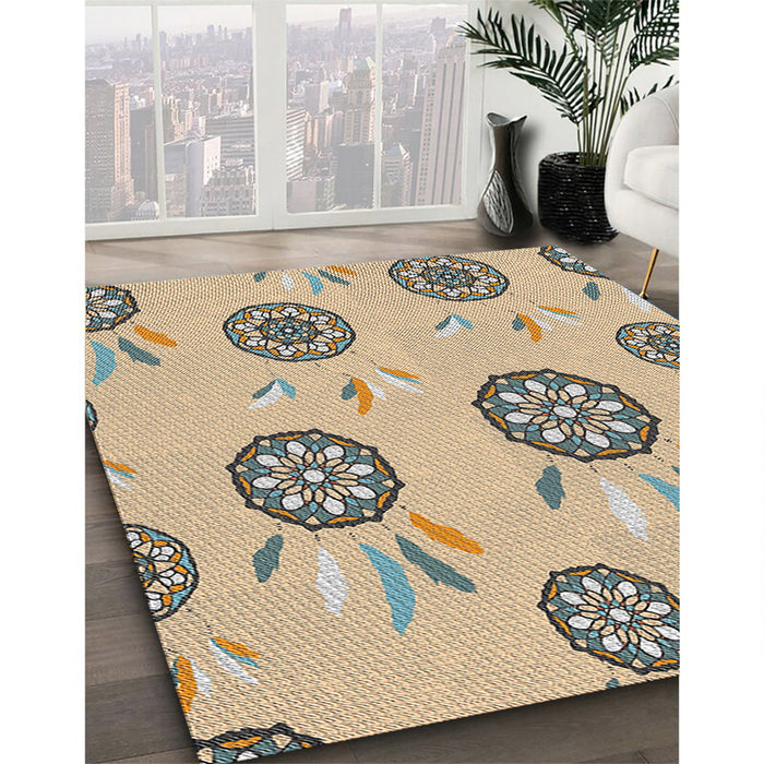 Patterned Brown Novelty Rug in Family Room, pat1084