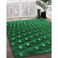 Patterned Deep Emerald Green Rug, pat1085grn