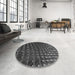 Round Patterned Black Rug in a Office, pat1085gry