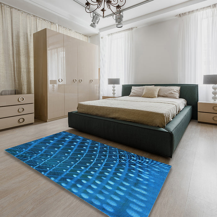 Patterned Blueberry Blue Rug in a Bedroom, pat1085lblu