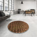 Round Patterned Red Rug in a Office, pat1085org