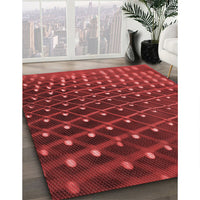 Patterned Cranberry Red Rug, pat1085rd