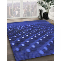 Patterned Denim Dark Blue Rug, pat1086blu