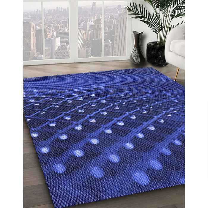 Machine Washable Transitional Denim Dark Blue Rug in a Family Room, wshpat1086blu